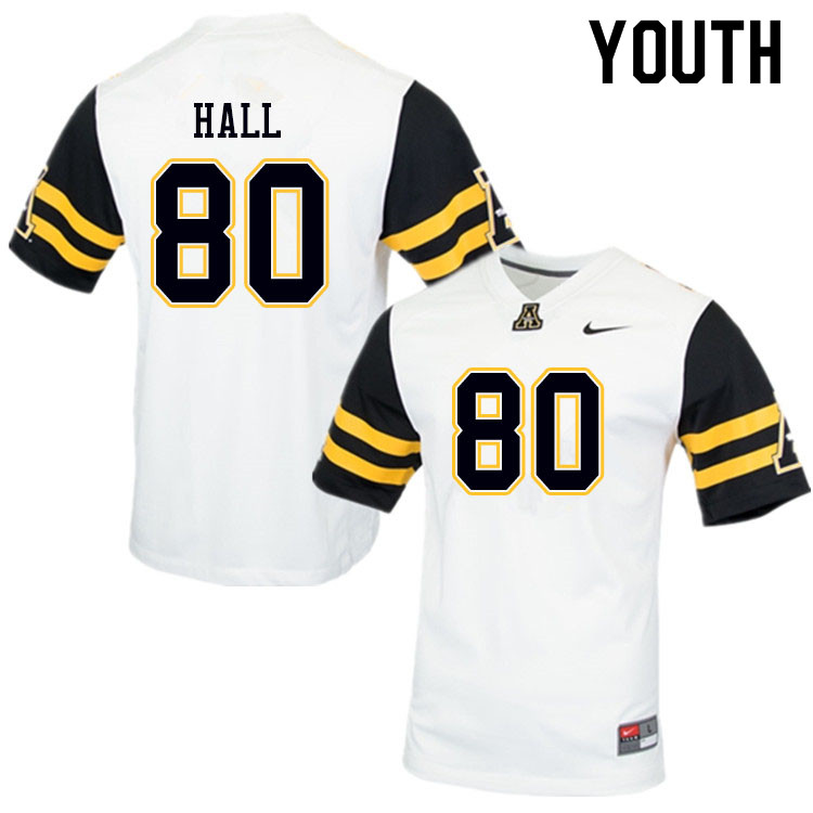 Youth #80 AJ Hall Appalachian State Mountaineers College Football Jerseys Sale-White - Click Image to Close